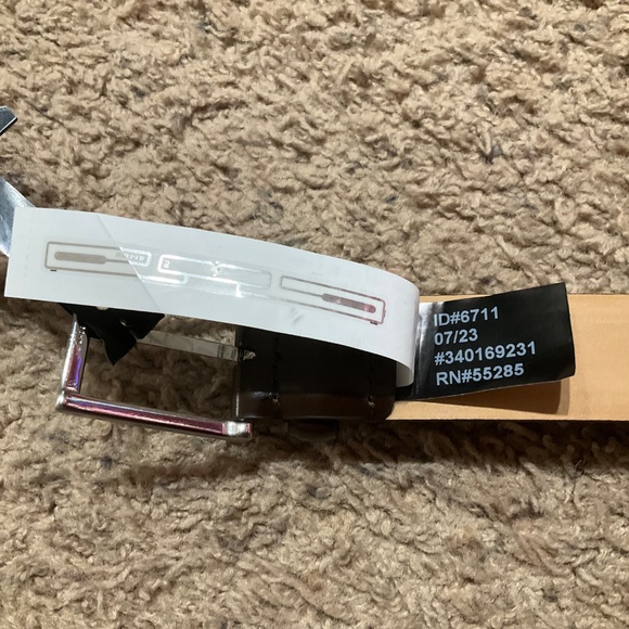 Express Edition Polished Dark Brown Genuine Leather Belt Made In Italy - Picture 7 of 11